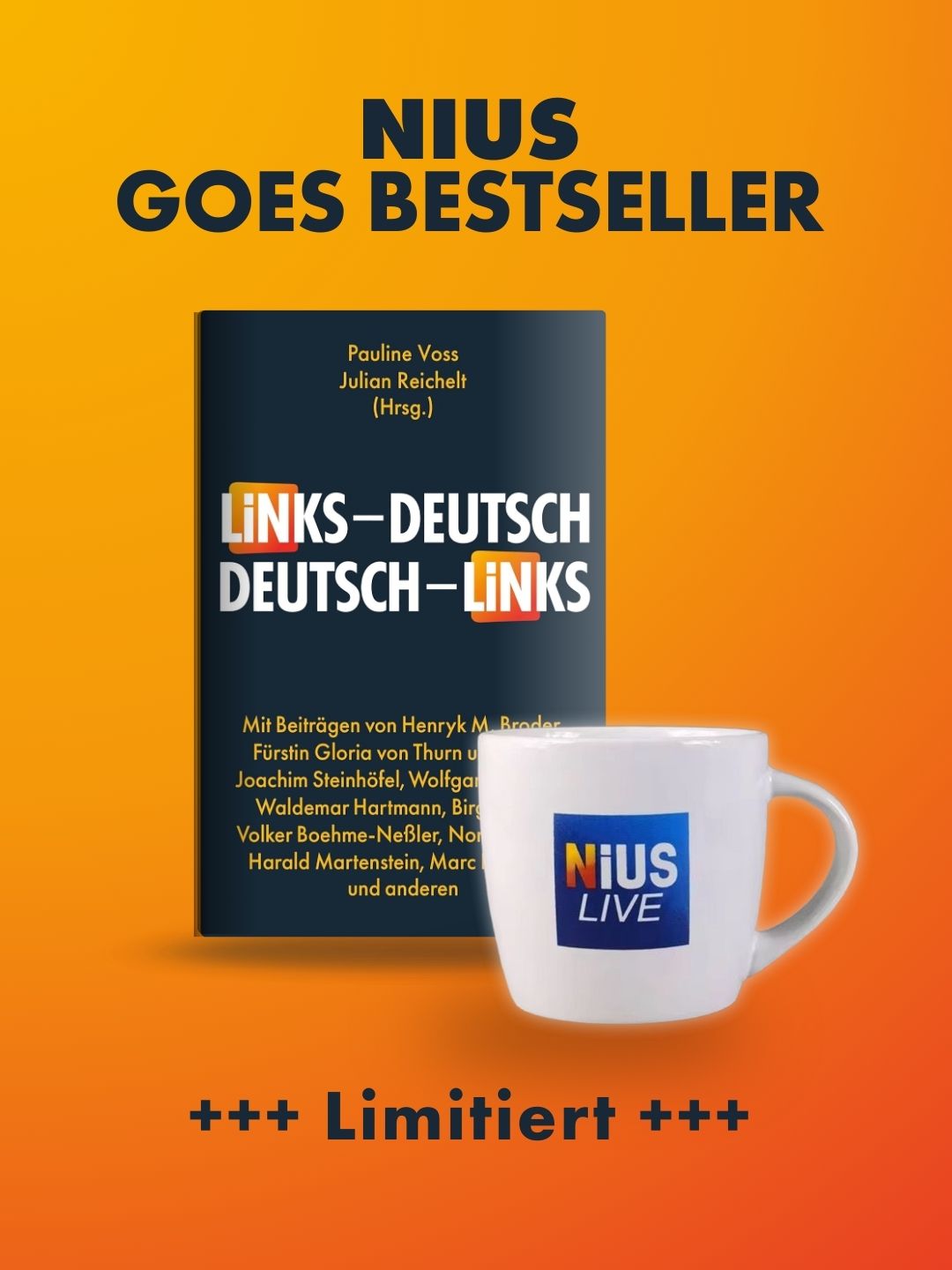 Buch „Links-Deutsch / Deutsch-Links" signiert + NIUS LIVE Tasse